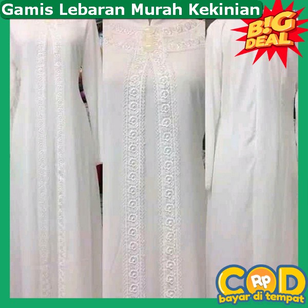 Baju Gamis Putih Wanita Kekinian Gamjs Ied Raya Dewasa Import 2024 Gamis Mewah Lebaran 2024 Gamus Pu