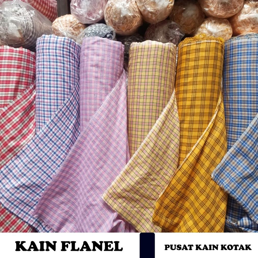 Bahan Jahit Baju Kain Flanel Terbaru Berkualitas Bahan Kotak Katun Yarndyed Harga Per 0.5Meter /Kain