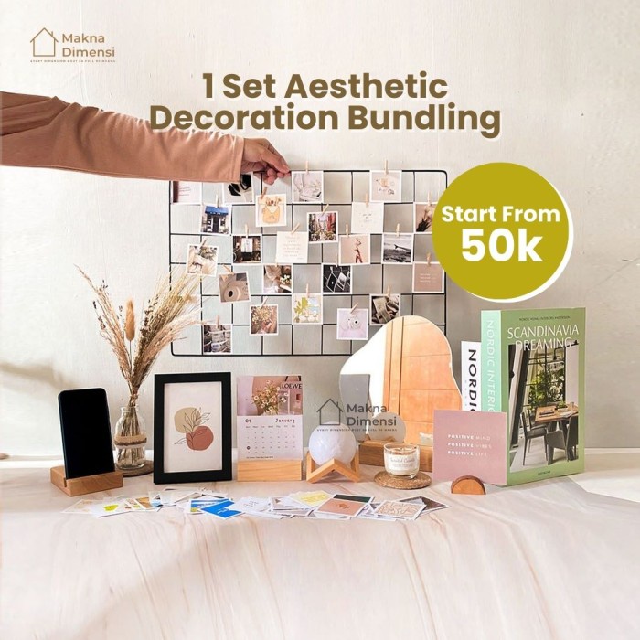 1 set hiasan dinding meja aesthetic vas bingkai foto wall decor
