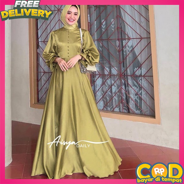 Gamis Muslim Import Premium Gamiss Lebaran Idul Fitri Gami Ibuk Busui Pesta Elegan Gsmis Muslim Buat
