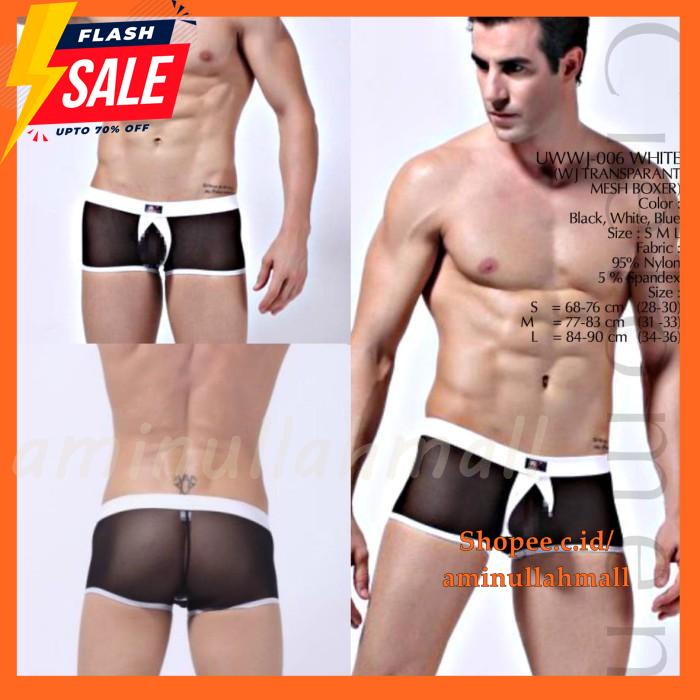 SEXY CD BOXER  UWWJ-006 TRANSPARAN SEMPAK NYLON SPANDEX TERMURAH