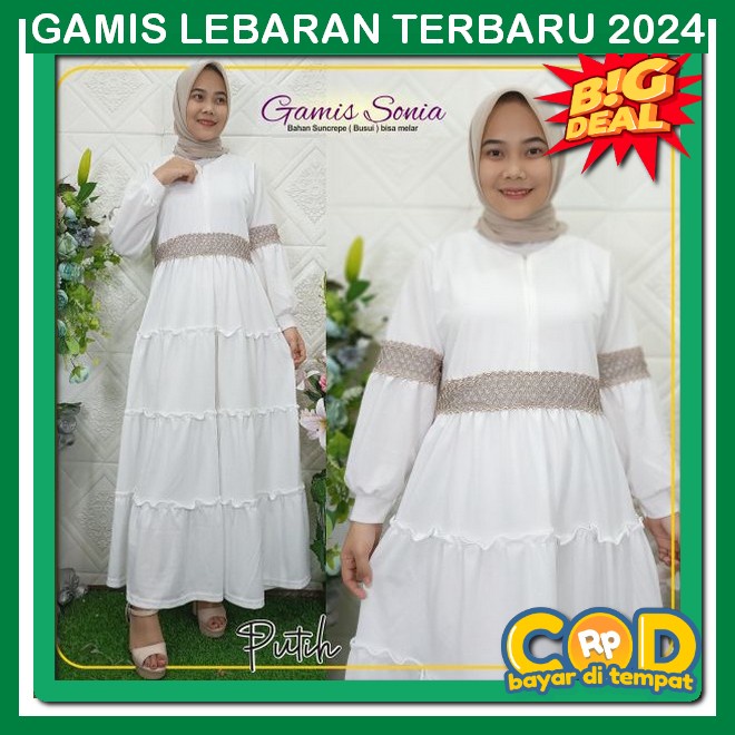 Gamis Remaja Elegan Simple Bsju Gamiz Prempuan Putih Dewasa Syari Haji Baju Muslim Perempuan Bju Gsm