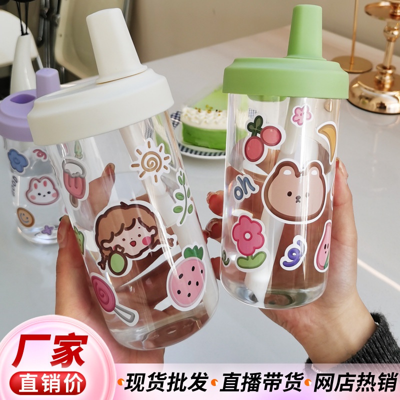 Botol Minum Terbaru Botol Premium Transparan Sedotan Free Sticker Lucu Kapasitas 500ml Klx 115