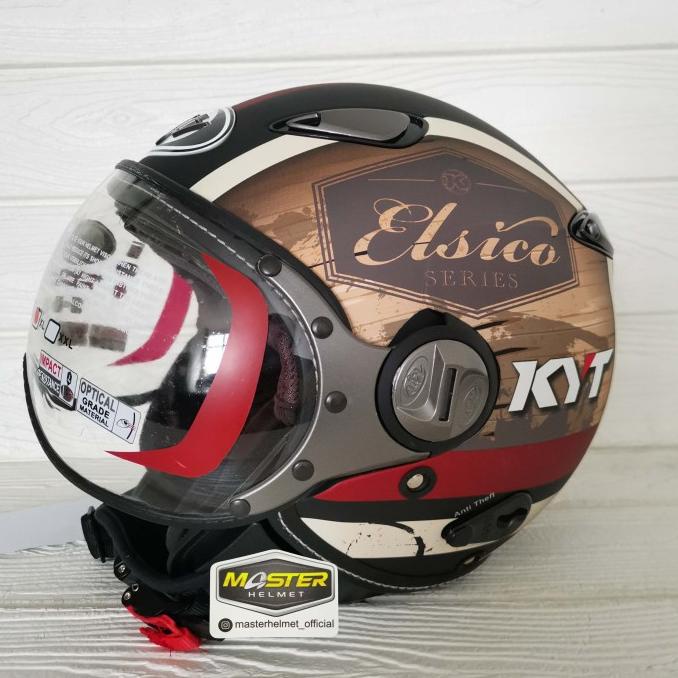 Helm Kyt Elsico #7 Black Matt Yellow Red Kyt Half Face