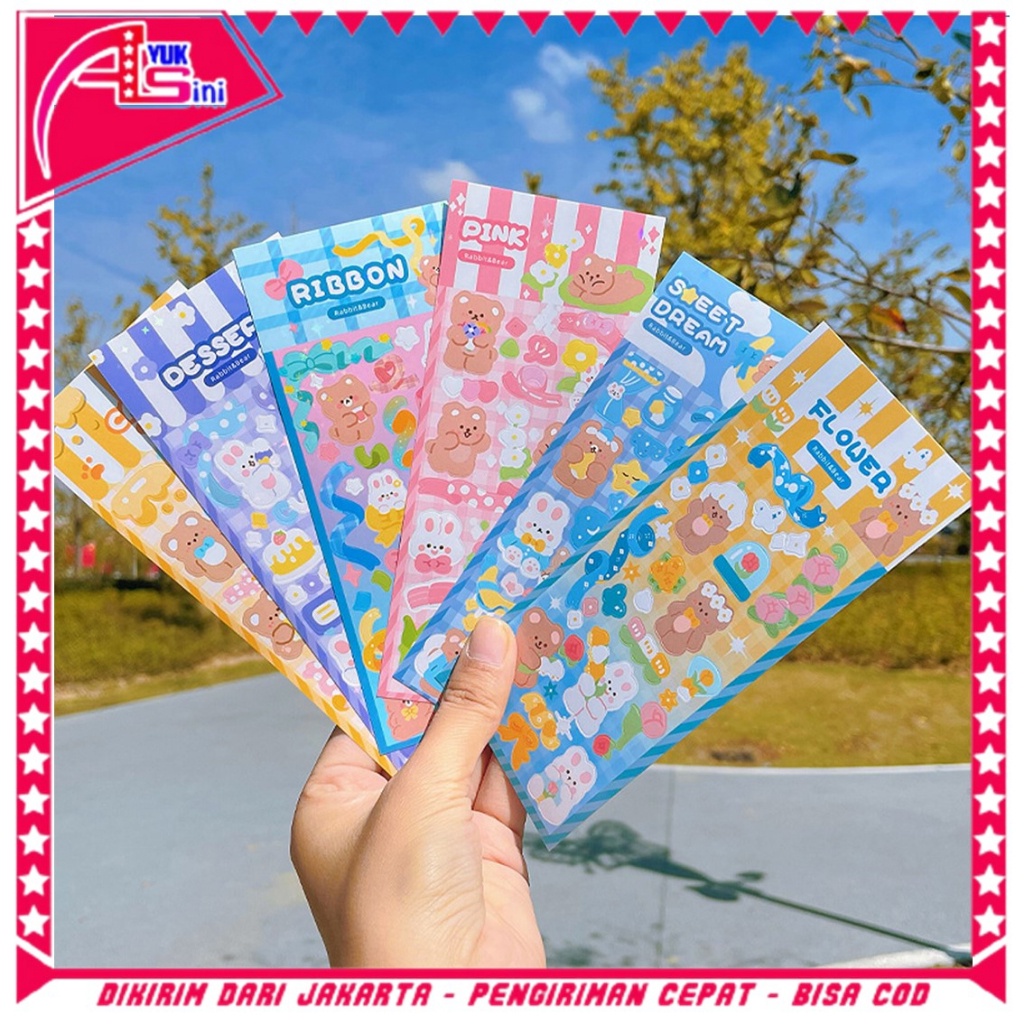 

AS STICKER WATERPROOF KARTUN BEAR RABBIT HOLOGRAM STIKER MOTIF KARTUN BERUANG DAN KELINCI KOREA LUCU ANTI AIR DEKORASI HANDBOOK SCRAPBOOK DIY STICKER BOTOL MINUM TUMBLR VIRAL LUCU MURAH CANTIK