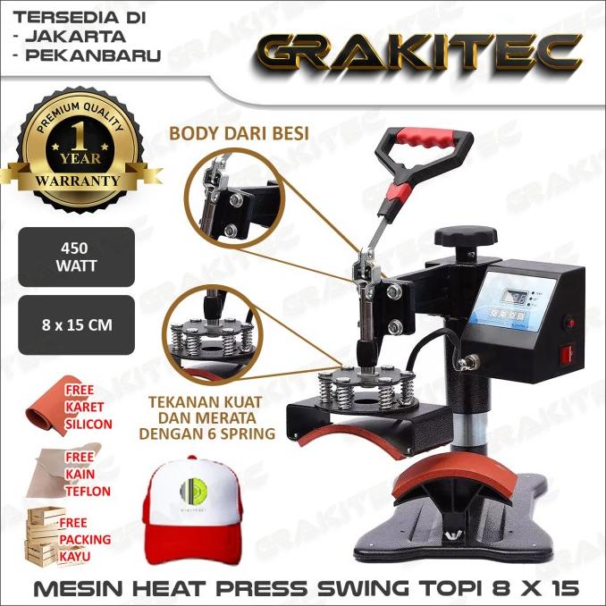 MESIN PRESS TOPI MULTIFUNGSI - Alat Pres Cetak Sablon Topi Polyflex