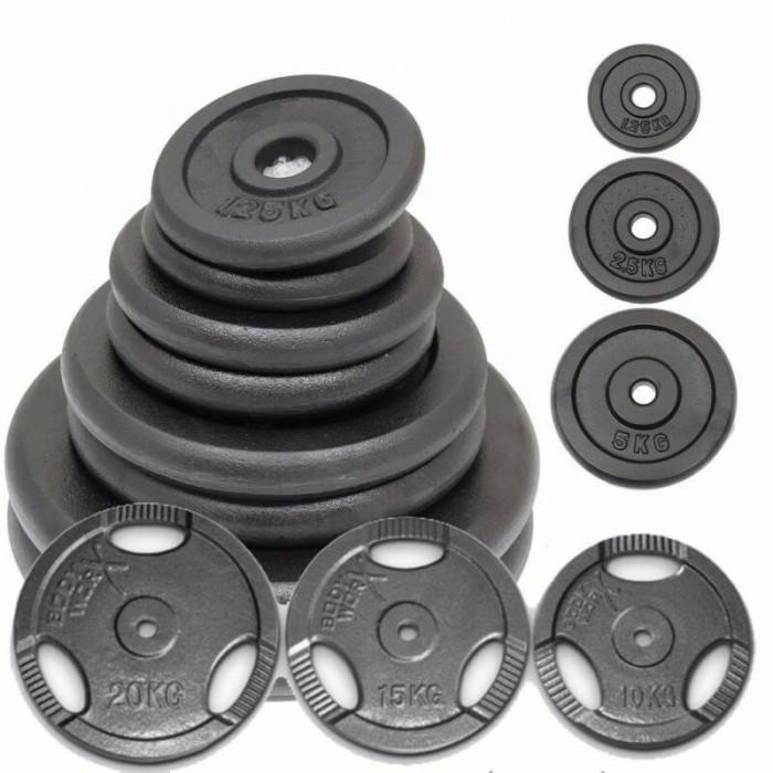 BARBEL BESI 5KG DUMBEL PLATE BARBEL BESI COR PIRINGAN IRON PLATE 3 CM