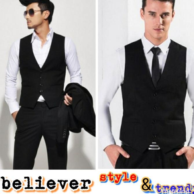 Rompi pria hitam-Vest pria hitam- Jas blazer pria-Blazer pria-rompi ja