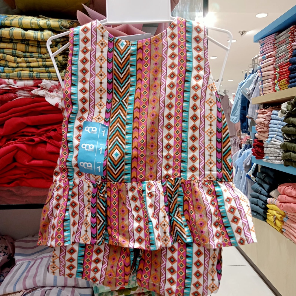 QNA Baju Anak Setelan Satu set Perempuan Motif Tanpa Lengan