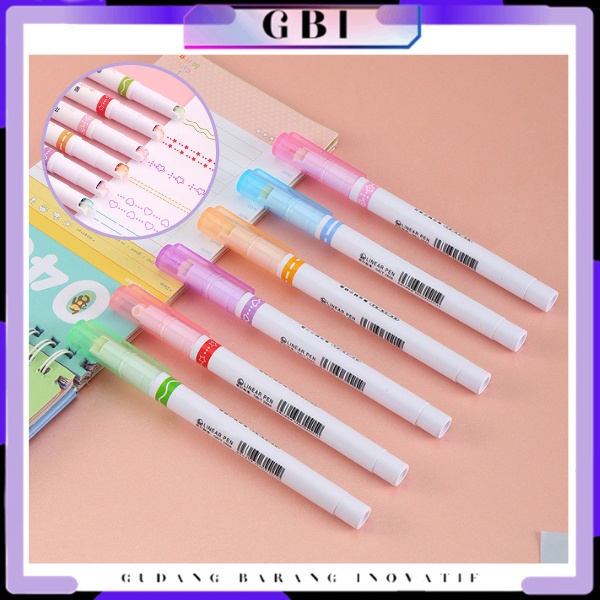 

GBI Pulpen Roller Pen Higlighter Random Spidol Garis Line Marker Alat Tulis Kantor Spidol Garis Aesthetic Warna Warni Spidol Garis Motif Lucu 1 Set 6 Pcs