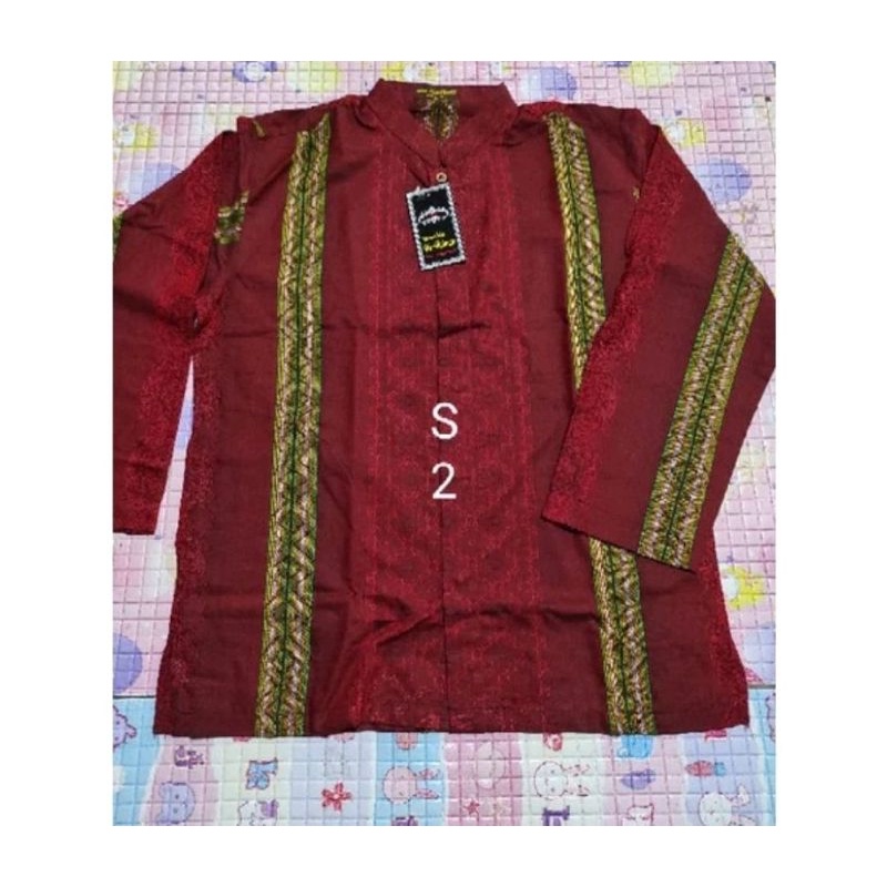 BAMUS Baju Koko Hem Bahan Kain Sarung ATLAS