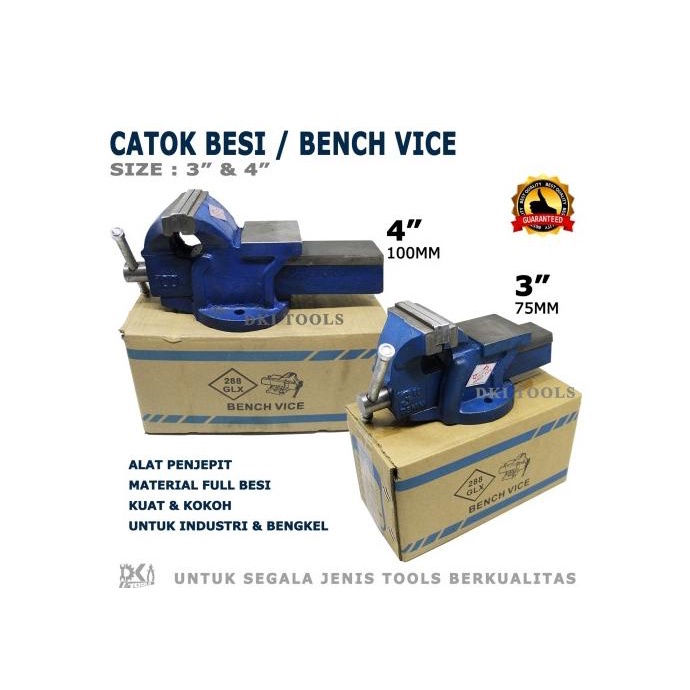 Catok Paron Ragum Besi 3" 4" inch GLX Bench Vice Vise Alat Jepit