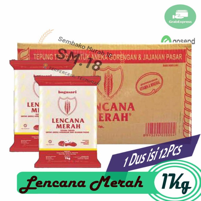 

TEPUNG LENCANA MERAH 1 KG PER DUS - TERMURAH