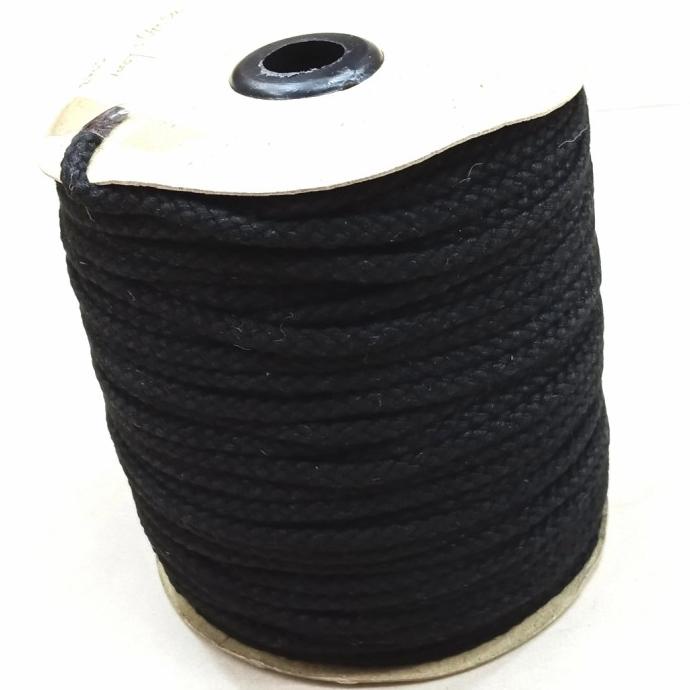 TALI TAMBANG KATUN 3MM HITAM/TALI TAS SERUT/DIY/TALI DEKORASI/ROLL