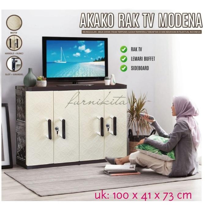 RAK TV PLASTIK AKAKO SIMPLE MEJA TV LACI