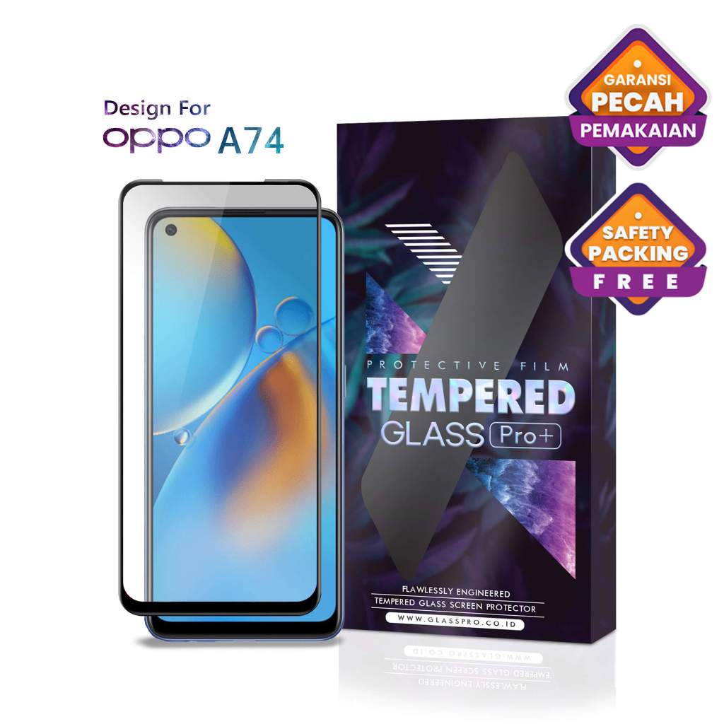 Glass Pro Tempered Glass Oppo A74 Full Cover - Premium