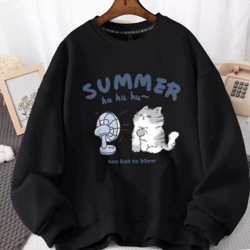 Jaket Sweater Anak Perempuan SUMMER HUhUhU 5 sampai 15 THN CREWNECK Anak Perempuan Fleece Tebal Swit