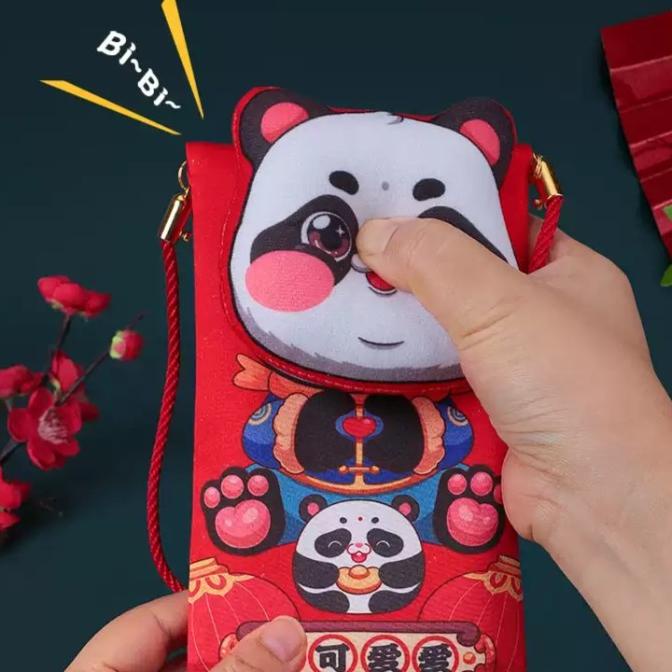 

IMLEK !! 3D Angpao imlek dompet kain BUNYI BIP BIP tali panjang Barongsai TERLARIS