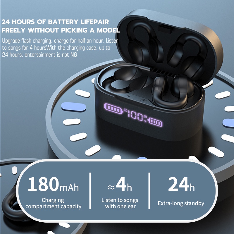 [ELECTROPICALLY] Jovitech X56 TWS Bluetooth Earphone Clip On Ear Wireless Headphones LED Display