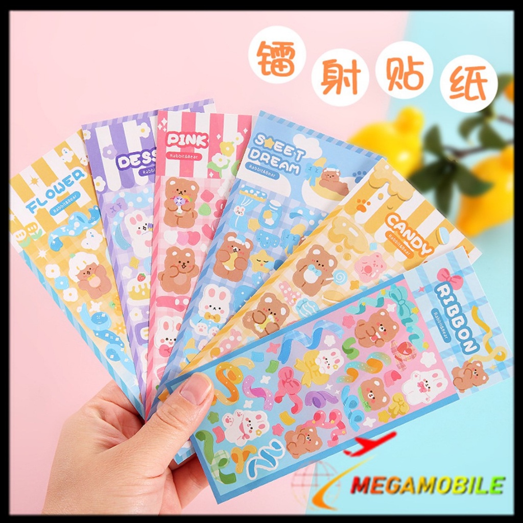 

MM - STICKER WATERPROOF KARTUN BEAR RABBIT HOLOGRAM STIKER MOTIF KARTUN BERUANG DAN KELINCI KOREA LUCU ANTI AIR DEKORASI HANDBOOK SCRAPBOOK DIY STICKER BOTOL MINUM TUMBLR VIRAL LUCU MURAH CANTIK