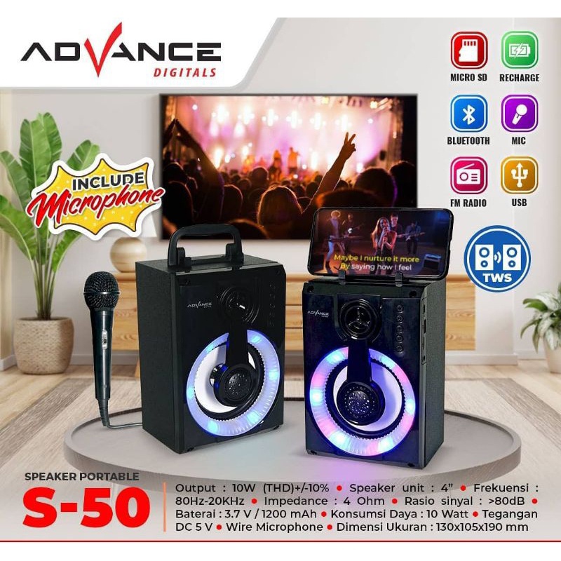 [ELECTROPICALLY] speaker karaoke bluetooth advance S50 / speaker advance s50