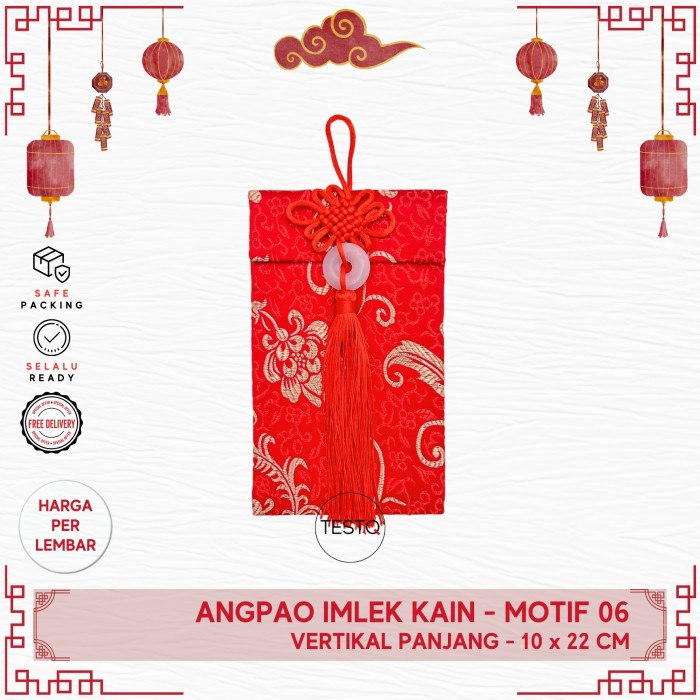 

New! Dompet Angpao Angpau Kain Cheongsam Imlek Sincia Sangjit Panjang 06 Limited