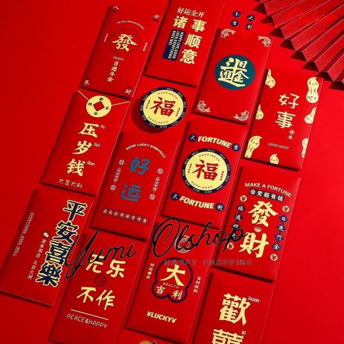 

New! Populer Kertas angpao imlek Panjang premium karakter isi 12 Lembar Limited