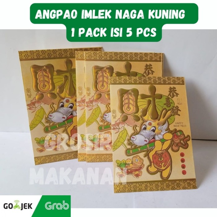 

New! Amplop / Angpao Imlek Motif Naga Kuning Isi 5 Pcs / Type 180062 Limited