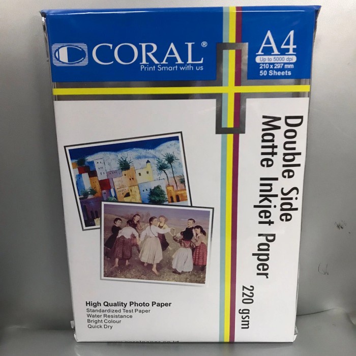 

Terbaru Kertas Foto Inkjet Paper Coral Double Side Matte A4 220 Gsm Promo Terlaris