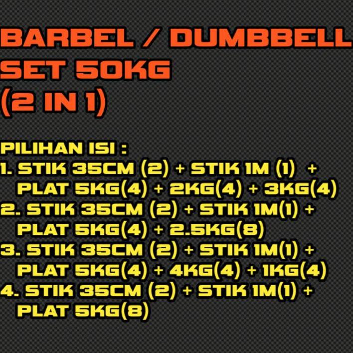 (2 In 1) Dumbbell + Barbel Set 50Kg / Dumbbell 50Kg / Barbel 50Kg