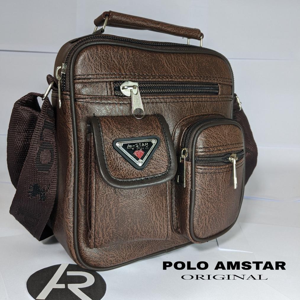 Murah Tas Selempang Pria Polo Amstar Pu Leather Original Tas Kantor Cod