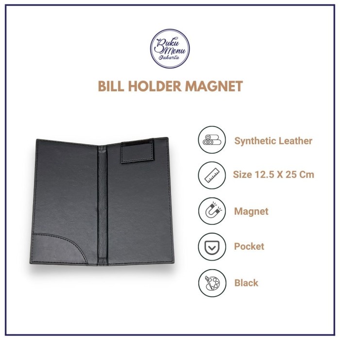

Bill Holder Kulit Magnet - Hitam - Ready Stock - Restoran Cafe Hotel