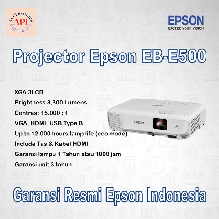 PROYEKTOR EPSON EB-E500 EBE500 EB E500 PROJECTOR EPSON EB-E500 - RESMI