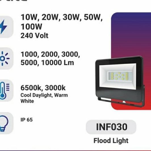 Flood Light Led Inlite 50 W Inf030 In-Lite Lampu Sorot 50Watt