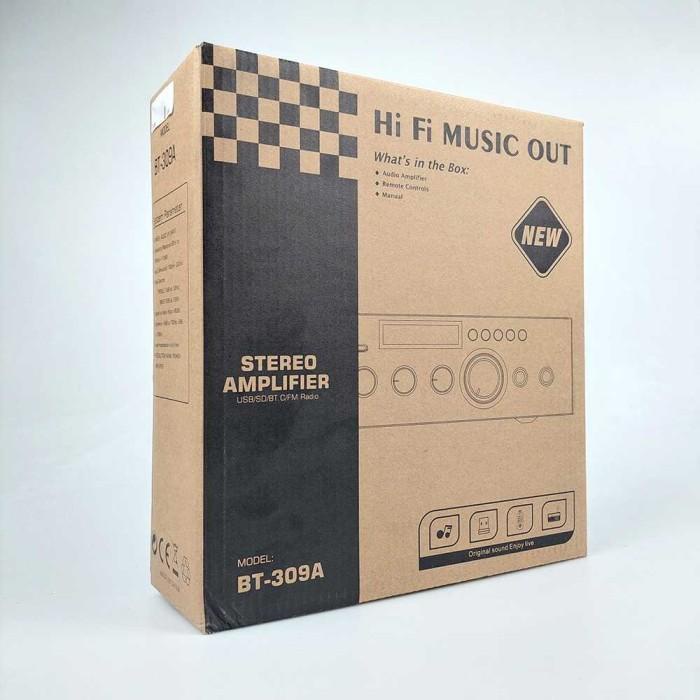 POWER AUDIO AMPLIFIER BLUETOOTH 5.0 STEREO 2 CHANNEL - BT-309A - BLACK