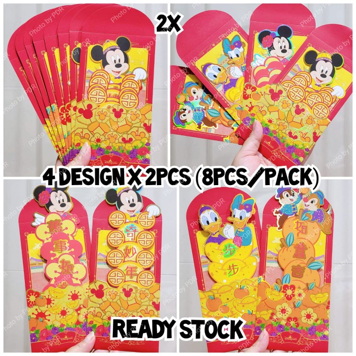 

New! Amplop Ang Pao Imlek Mickey Mouse Pop Up isi 8 Disney Original Limited