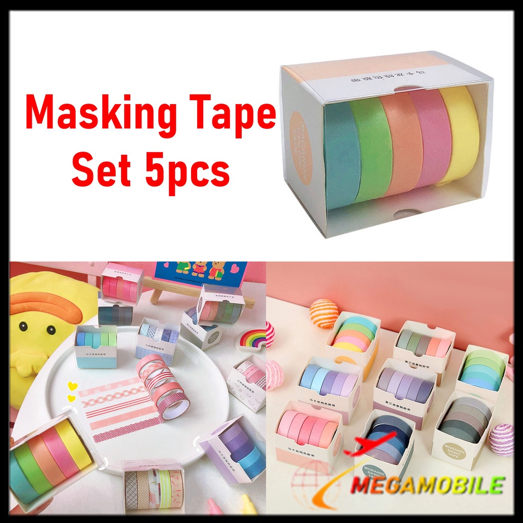 

MM - Masking Tape Set 5pcs Essential Collection Isi 5 Selotip Bahan Kertas Washi Warna Warni