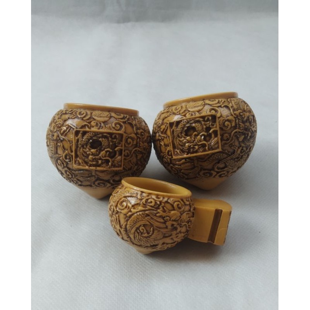 cepuk cangkir mangkok fiber wadah tempat pakan sangkar burung anis/murai dll motif naga