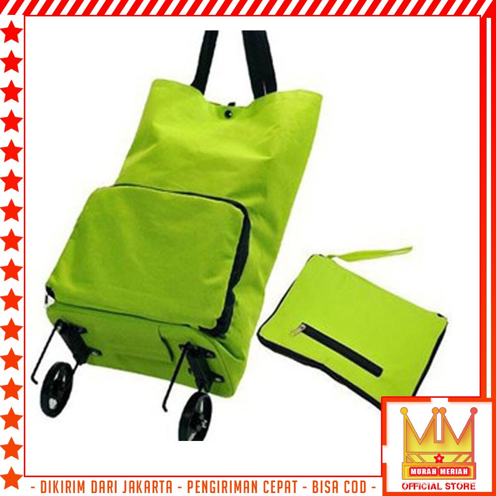 MMM TAS TROLI BELANJA LIPAT MOTIF RODA TROLLY BAG SHOPPING TAS ECO LIPAT RODA