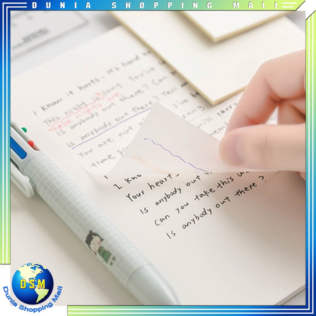 

DSM Set Kertas Notes Transparan 50 Lembar Label Stickers PET Tahan air dan halus Kertas Memo Kertas Tempel Anti Air Untuk Sekolah