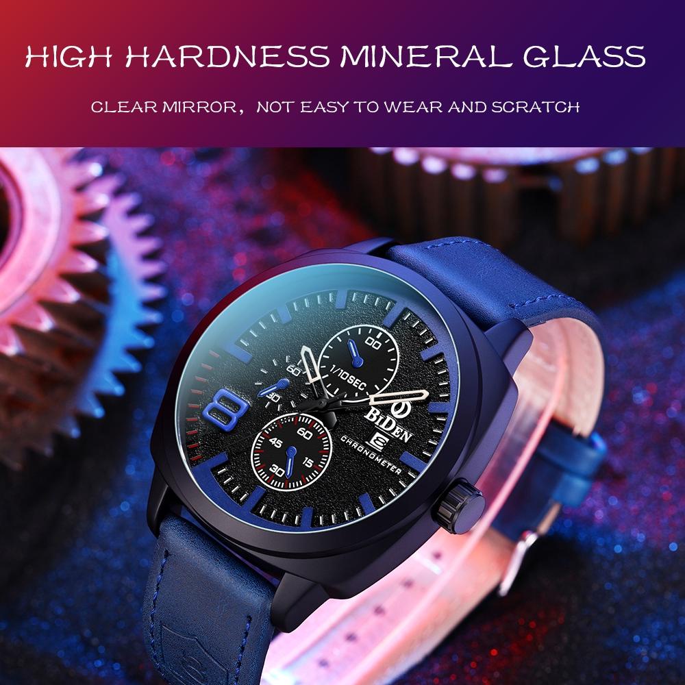 Promo Tahun Baru Biden Jam Tangan Pria Anti Air Original Kuarsa Tali Kulit Jam Pria Santai Olahraga 