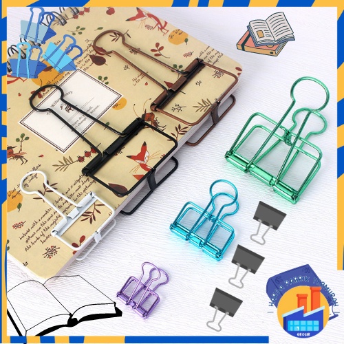 

HPT Penjepit Kertas Binder Clips Large Medium Small Office Study Paper Clip Besi Warna-Warni Klip Penjepit Buku Bahan Metal