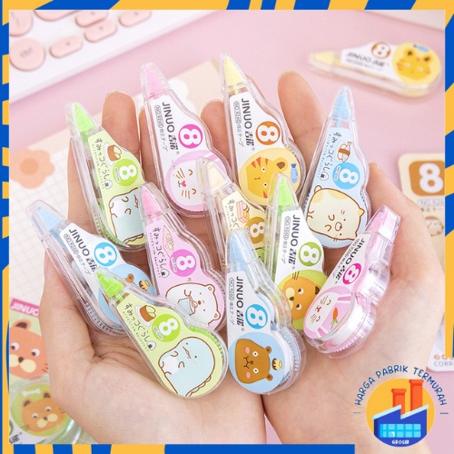 

HPT Correction Tape 8 Meter Students Stationary School Supplies Multiple Color 8M Karakter Lucu Unicorn Penghapus Pena Roll Kertas Mini
