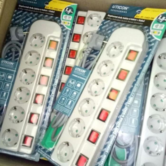 STOP KONTAK UTICON 6 LUBANG+SAKLAR ON OFF ST-1682 SW/COLOKAN LISTRIK