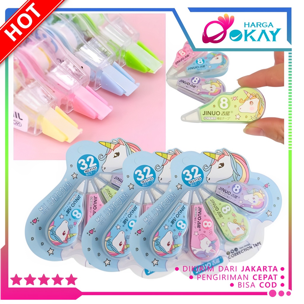 

HO Penghapus Pulpen Roll Isi 4pcs Karakter Lucu Correction Tape Karakter 4 In 1 Unicorn Penghapus Pena Tip-Ex Kertas Mini 4in1 Tip Ex Set 4 Pcs