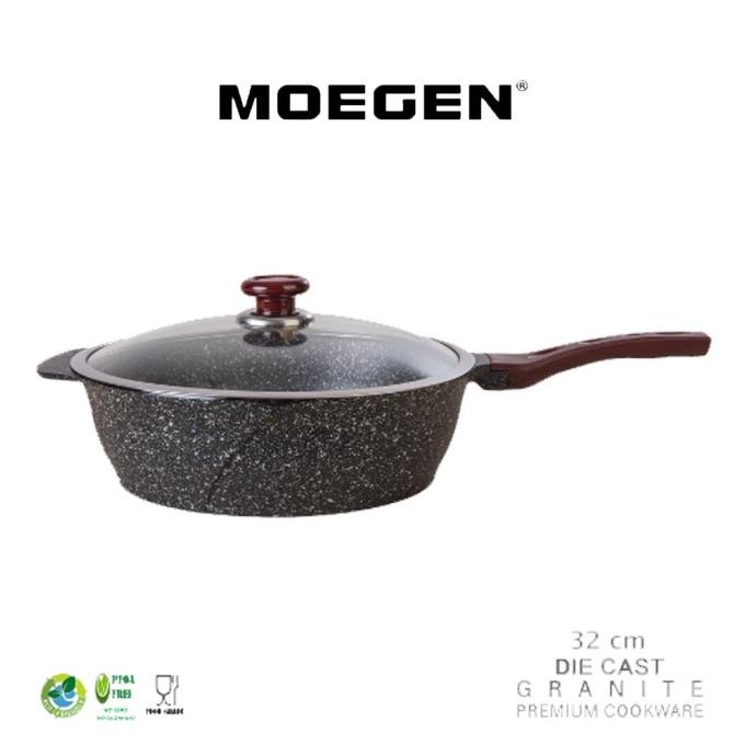 MOEGEN GERMANY PANCI WAJAN MOEGEN WOK PAN 32CM GRANITE ORIGINAL + KACA ZEFANHENDARTO