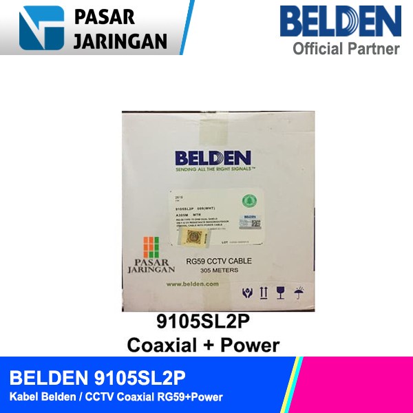 Belden 9105Sl2P Kabel Belden / Cctv Coaxial Rg59+Power (Putih) Terlariss 