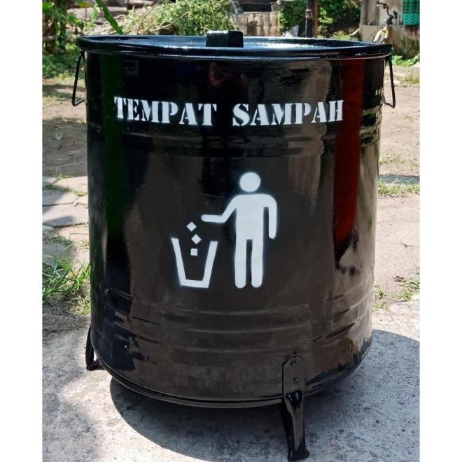 Tempat Sampah Drum Besi Besar 40L Bakar / Pot Tong Besi Praktis Murah