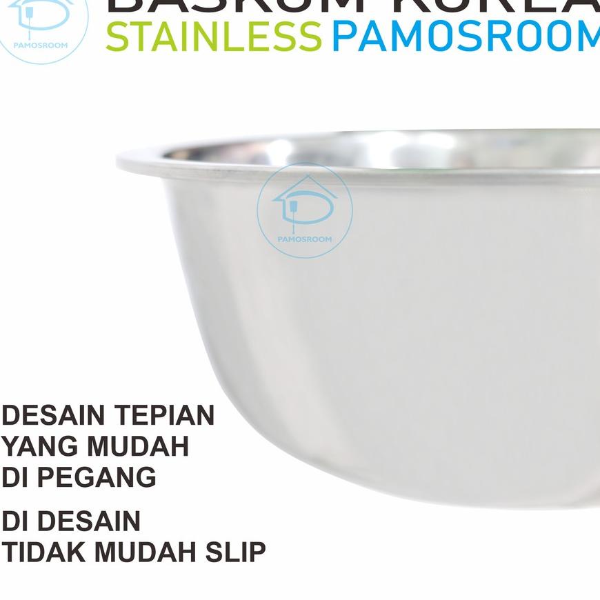 Koo Baskom Korea Stainless Steel Tebal 32Cm Mangkok Adonan Roti Baskom Korea 32 Cm Top Ngal
