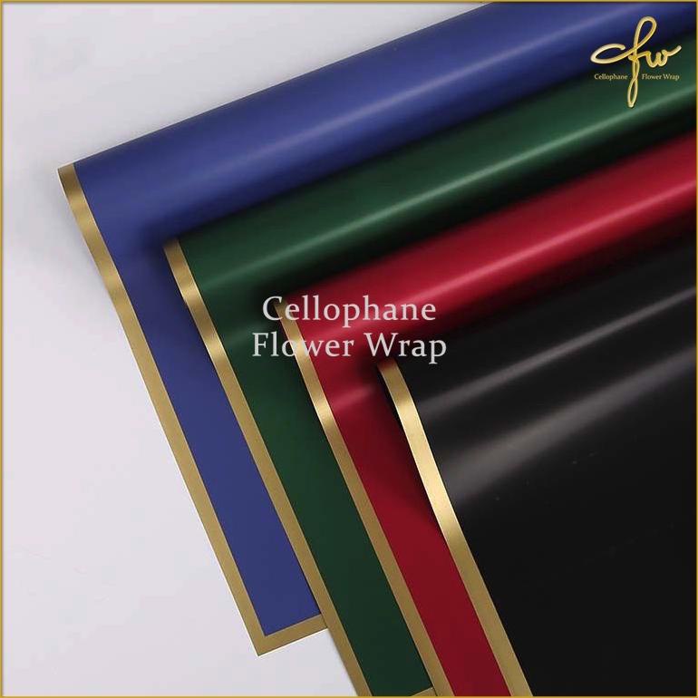 

Ready!!!(COD) Kertas Buket Gold Line Solid Color Cellophane Flower Wrapping